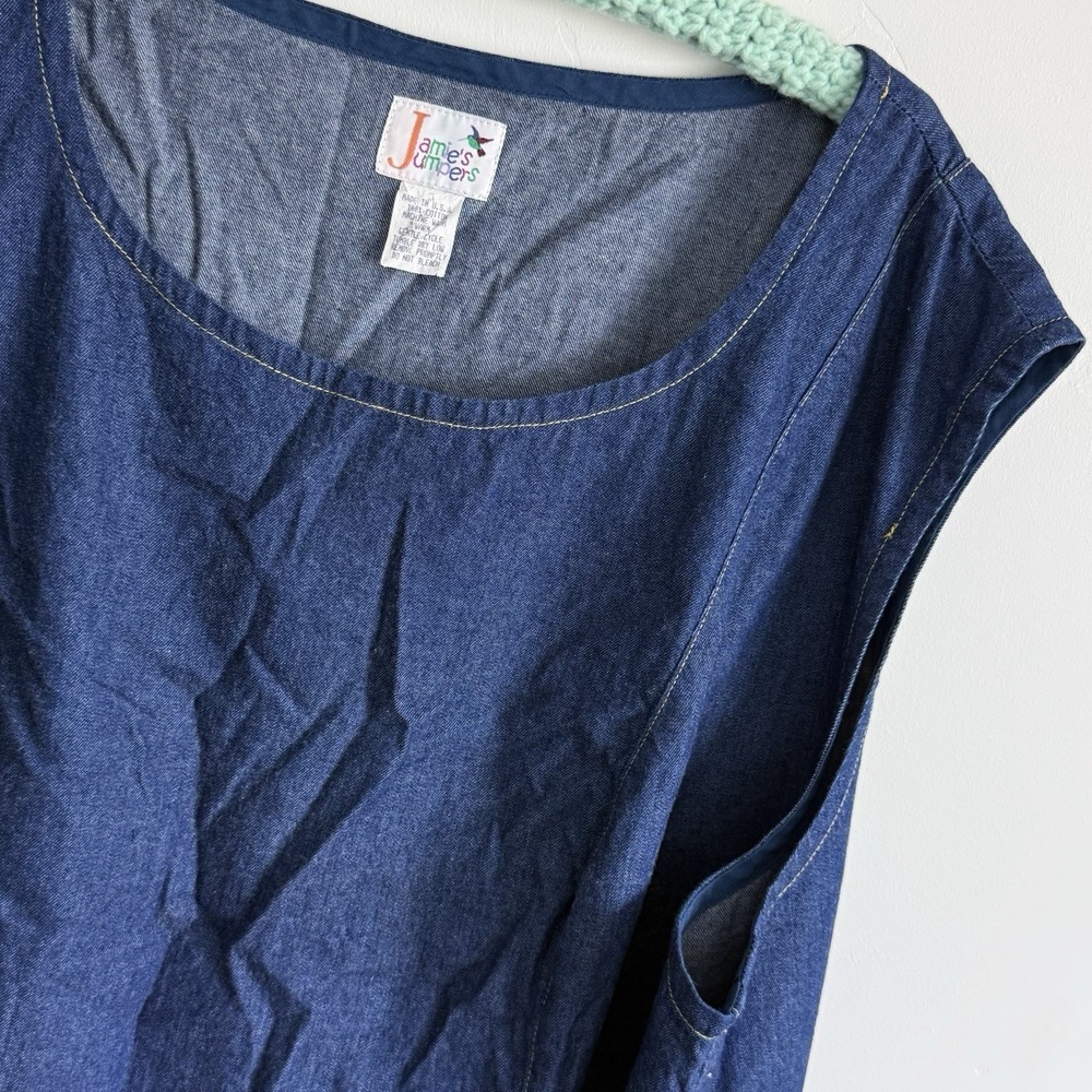 VTG Jamie's Jumpers Dark Denim Maxi Dress USA Plus 3X Cottage Farmhouse - Picture 3 of 7